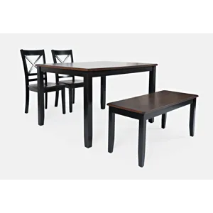 Dining Tbl w/ 2 Chairs, Bench, Blk