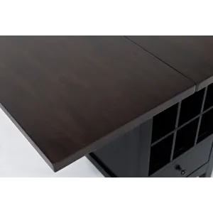 Asbury Park Solid Wood Farmhouse Storage Counter Drop Leaf Dining Table With Wine Rack