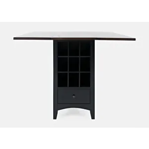 Asbury Park Solid Wood Farmhouse Storage Counter Drop Leaf Dining Table With Wine Rack