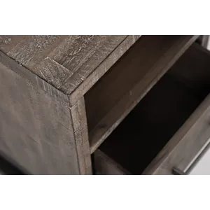 East Hampton Distressed Solid Wood USB Charging Chairside Table