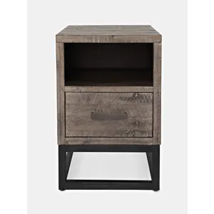 East Hampton Distressed Solid Wood USB Charging Chairside Table