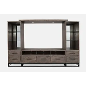 East Hampton Distressed Solid Wood Entertainment Center With 70\'\' TV Console And LED Lights