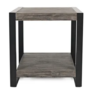 Pinnacle Modern Loft Iron And Wood Grey End Table