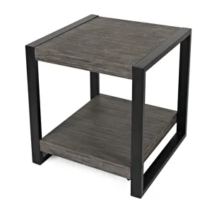 Pinnacle Modern Loft Iron And Wood Grey End Table