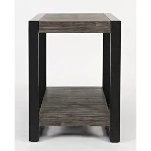 Pinnacle Modern Loft Iron And Wood Grey Chairside End Table