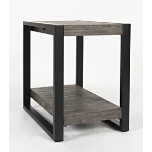 Pinnacle Modern Loft Iron And Wood Grey Chairside End Table