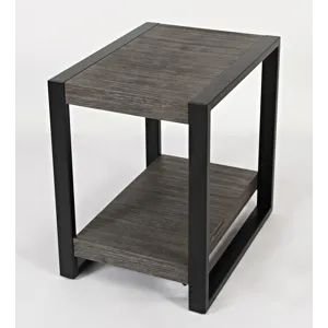 Pinnacle Modern Loft Iron And Wood Grey Chairside End Table