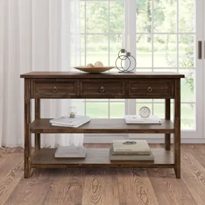 Bakersfield Mission Style Sofa Table With Three Drawers