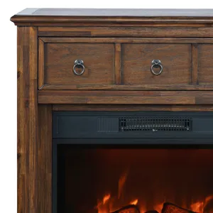 Bakersfield Traditional Rustic 32\" Electric Fireplace Wire Brushed Console TV Stand