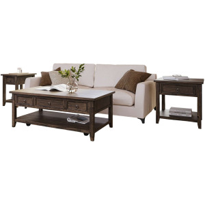Bakersfield Transitional Rustic Three Piece Living Room Coffee, End Table And Side Table Set
