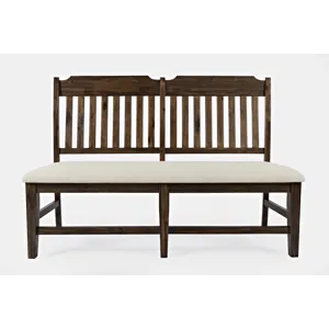 Bakersfield Mission Style 57\'\' Solid Acacia Upholstered Dining Bench