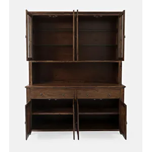 Bakersfield Mission Style Hutch With LED Lights And Four Door Server