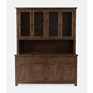 Bakersfield Mission Style Hutch With LED Lights And Four Door Server