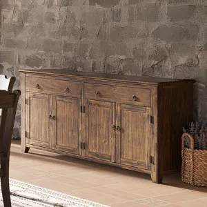 Bakersfield Mission Style Four Door Server Storage Cabinet