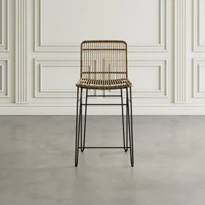 Weaver Hairpin Modern Global Rattan Counter Barstool(Set Of 2)