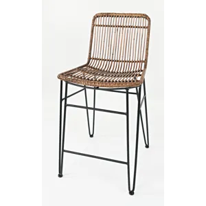 Weaver Hairpin Modern Global Rattan Counter Barstool(Set Of 2)