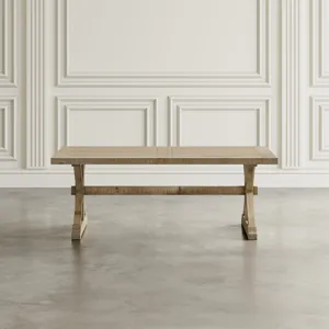 Carlyle Crossing Modern Rustic Distressed Solid Wood Coffee Table With Trestle