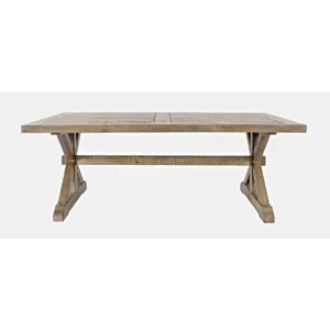 Carlyle Crossing Modern Rustic Distressed Solid Wood Coffee Table With Trestle