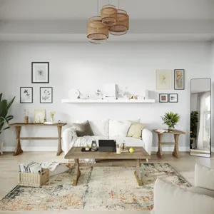 Carlyle Crossing Modern Rustic Distressed Solid Wood Coffee Table With Trestle