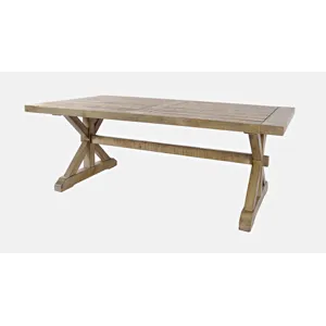 Carlyle Crossing Modern Rustic Distressed Solid Wood Coffee Table With Trestle
