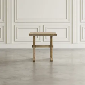 Carlyle Crossing Modern Rustic Distressed Solid Wood End Table With Trestle
