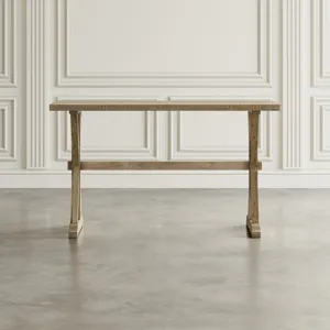 Carlyle Crossing Modern Rustic Distressed Solid Wood Sofa Table With Trestle