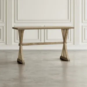 Carlyle Crossing Modern Rustic Distressed Solid Wood Sofa Table With Trestle