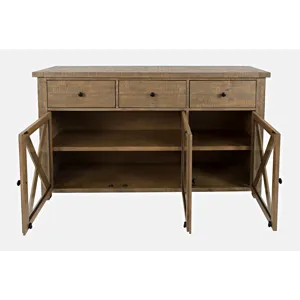 Carlyle Crossing Modern Rustic Buffet Server Storage Cabinet With Three Doors