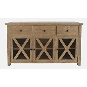 Carlyle Crossing Modern Rustic Buffet Server Storage Cabinet With Three Doors