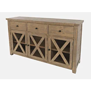 Carlyle Crossing Modern Rustic Buffet Server Storage Cabinet With Three Doors