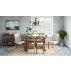 Carlyle Crossing Solid Wood 78\" Six-Piece Counter Height Dining Set With Bench And Upholstered Stoo