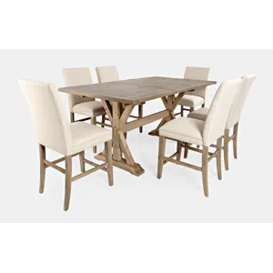 Carlyle Crossing Solid Wood 78\" Seven-Piece Counter Height Dining Set With Upholstered Chairs