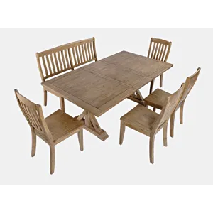 Carlyle Crossing Solid Wood 78\" Six-Piece Dining Set With Bench And Slat Chairs