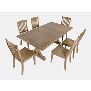 Carlyle Crossing Solid Wood 78\" Seven-Piece Dining Set With Slat Chairs