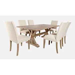 Carlyle Crossing Solid Wood 78\" Seven-Piece Dining Set With Upholstered Chairs
