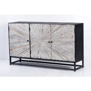 Astral Plains Reclaimed 3 Door Accent Cabinet - Grey Wash