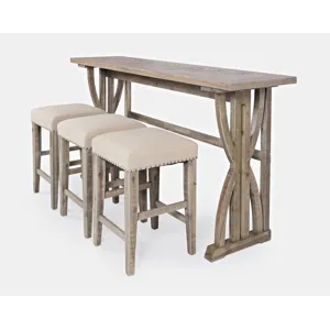 Fairview Transitional Herringbone Counter Height Four Piece Console 74\" Dining Table Set