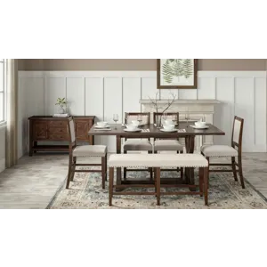 Fairview Transitional Herringbone Distressed Acacia Counter Height 78\" Dining Table