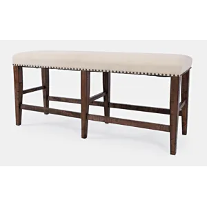 Fairview Transitional 52\" Backless Upholstered Counter Height Bench