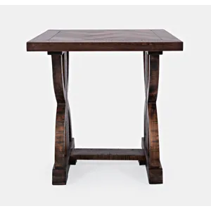 Fairview Transitional Herringbone Distressed Acacia End Table