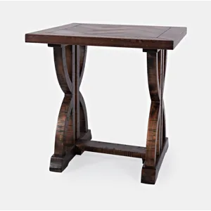Fairview Transitional Herringbone Distressed Acacia End Table