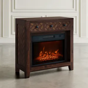 Fairview Modern Transitional 32\" Chevron Electric Fireplace Console TV Stand