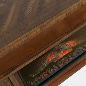 Fairview Modern Transitional 60\" Chevron Fireplace Storage Console TV Stand With Electric Fireplace