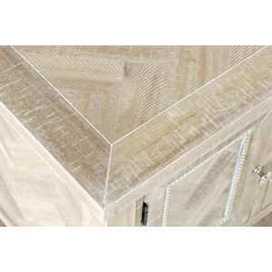 Fairview Transitional Herringbone Modern Distressed Solid Wood Buffet Server