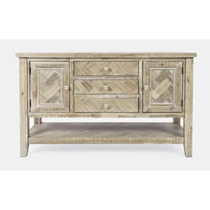 Fairview Transitional Herringbone Modern Distressed Solid Wood Buffet Server