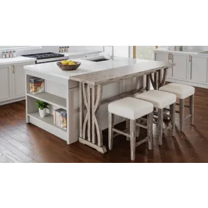 Fairview Transitional Herringbone Counter Height Four Piece Console 74\" Dining Table Set