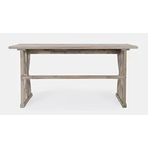 Fairview Transitional Herringbone Counter Height Four Piece Console 74\" Dining Table Set