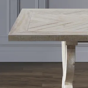 Fairview Transitional Herringbone Distressed Acacia Counter Height 78\" Dining Table