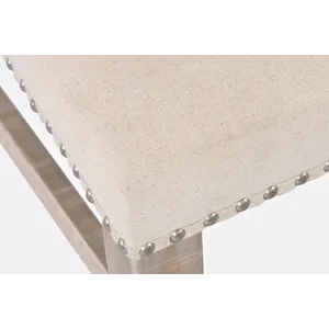 Fairview Transitional Modern Distressed 78\" Seven-Piece Upholstered Dining Set