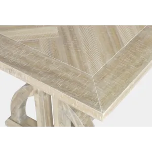 Fairview Transitional Modern Distressed 78\" Seven-Piece Upholstered Dining Set